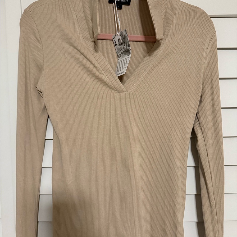 H&M Tan Ribbed Long Sleeve Top